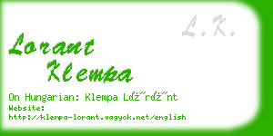 lorant klempa business card